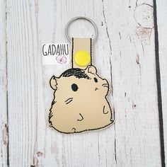 Hamster Snap tab Key Fob ITH Embroidery Design file