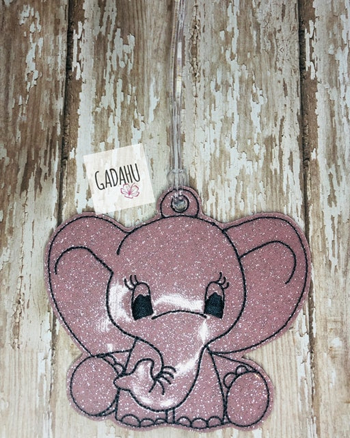 Cute Elephant Luggage Tag ITH Embroidery design