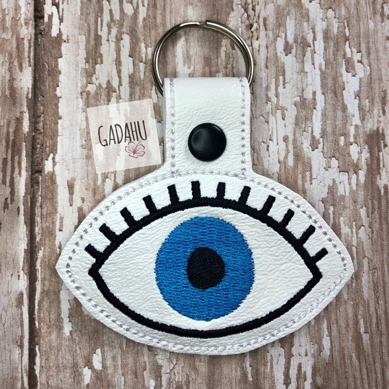 Evil Eye Key Fob Snap Tab Embroidery Design