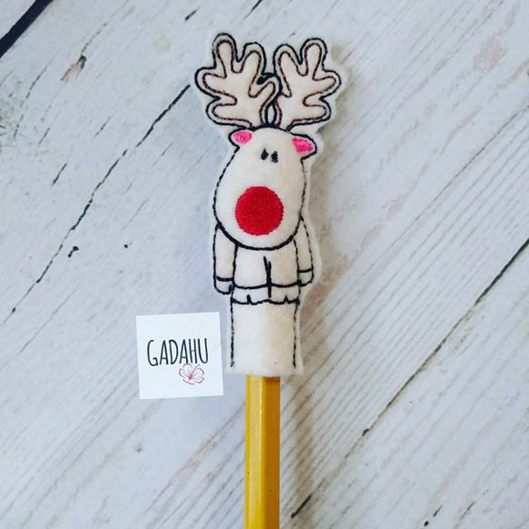 Reindeer Pencil Topper ITH Embroidery design