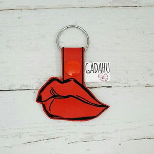 Lips Snap tab Key Fob ITH Embroidery Design file