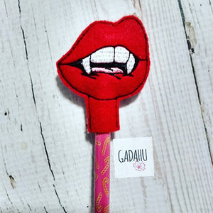 Vampire Lips Pencil Topper ITH Embroidery design