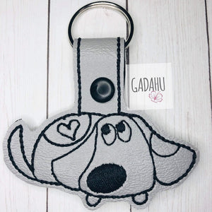 Dog Snap tab Key Fob ITH Embroidery Design file