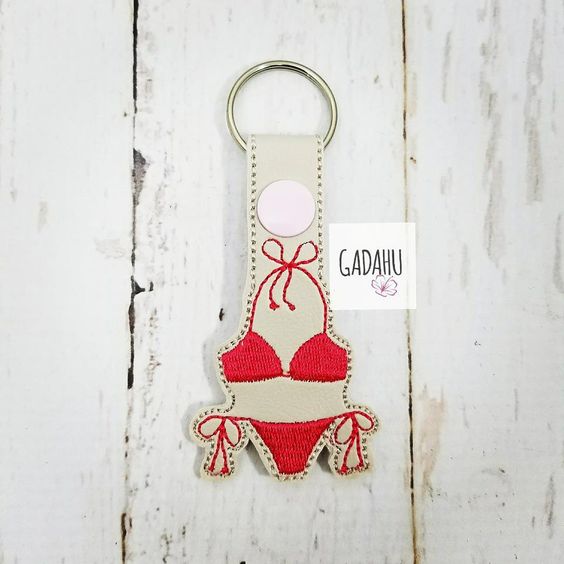 Bikini Snap tab Key Fob ITH Embroidery Design file