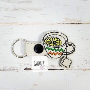 Lemon Tea Snap tab Key Fob ITH Embroidery Design file