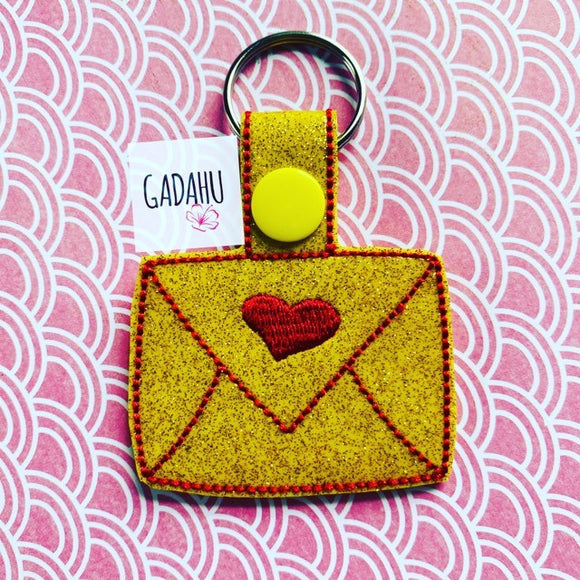 Love letter Snap tab Key Fob ITH Embroidery Design file