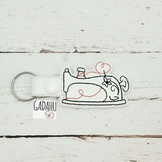 Sewing Machine Snap tab Key Fob ITH Embroidery Design file