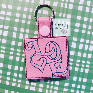 Love Snap tab Key Fob ITH Embroidery Design file