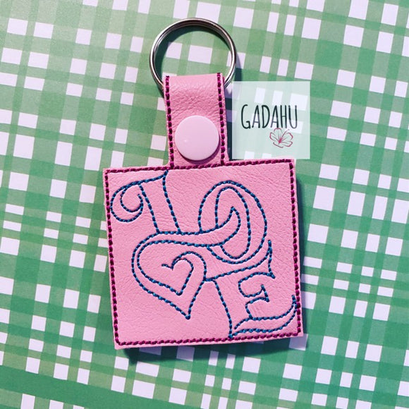 Love Snap tab Key Fob ITH Embroidery Design file