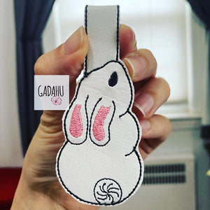 Cute Rabbit Snap tab Key Fob ITH Embroidery Design file