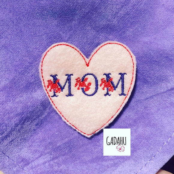 Mom heart feltie ITH Embroidery design file