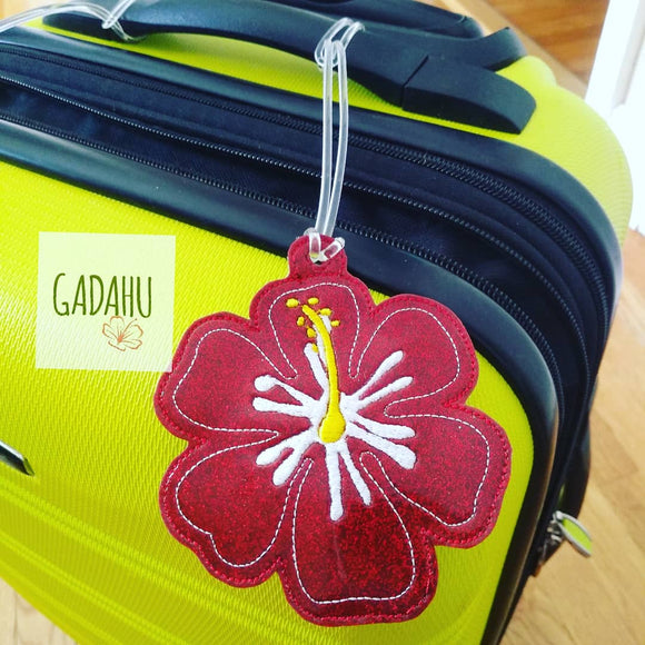 Hibiscus Flower Luggage Tag ITH Embroidery design