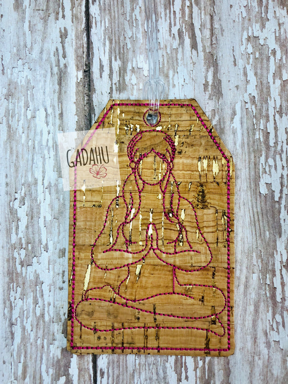 Yoga girl with ponytails Luggage Tag ITH Embroidery design