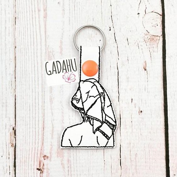 Girl with Towel Snap tab Key Fob ITH Embroidery Design file