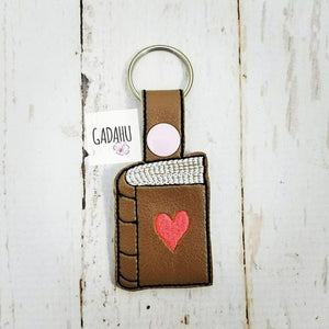 Book Heart Snap tab Key Fob ITH Embroidery Design file