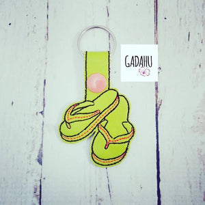 Flip Flops Snap tab Key Fob ITH Embroidery Design file