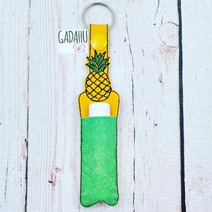 Pineapple Chap Stick Holder ITH Snap Tab Embroidery design file