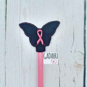 Cancer Butterfly Awareness Pencil Topper ITH Embroidery design