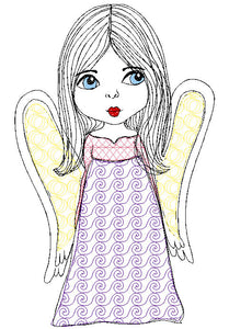 Christmas Girl Angel Blue Eyes Face Machine Embroidery Design 5x7 6x8 Digital file