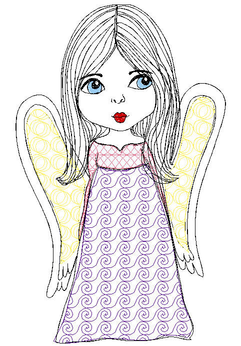 Christmas Girl Angel Blue Eyes Face Machine Embroidery Design 5x7 6x8 Digital file