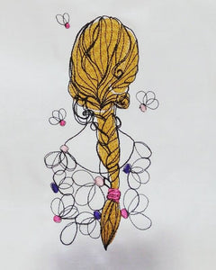 Girl with Braid Machine Embroidery Design 5x7 6x10 Digital Design