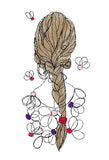 Girl with Braid Machine Embroidery Design 5x7 6x10 Digital Design