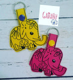 Elephant Key Fob Snap Tab Embroidery Design