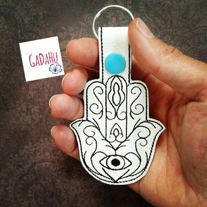 Hamsa Hand/Hand of Fatima Key Fob Snap Tab Embroidery Design