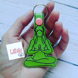 Yoga girl with ponytails Key Fob Snap Tab Embroidery Design