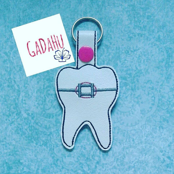 Orthodontist Dentist Braces Key Fob Snap Tab Embroidery Design