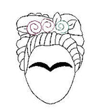 Frida Khalo feltie. Embroidery Design 4x4 hoop Instant Download. Felties