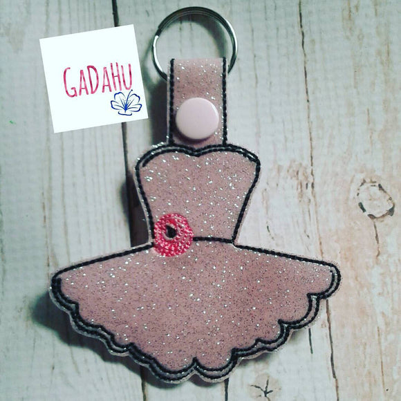 Dress Key Fob Snap Tab Embroidery Design 4X4 size