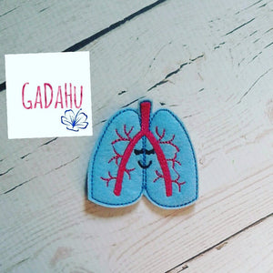 Cute lungs feltie. Embroidery Design 4x4 hoop Instant Download. Felties