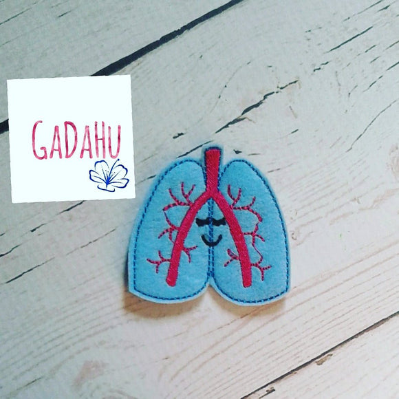 Cute lungs feltie. Embroidery Design 4x4 hoop Instant Download. Felties