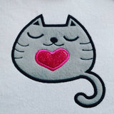 Cute Kitty with heart applique machine embroidery design. Digital File 4x4 5x7/ Cat applique embroidery design