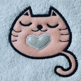 Cute Kitty with heart applique machine embroidery design. Digital File 4x4 5x7/ Cat applique embroidery design