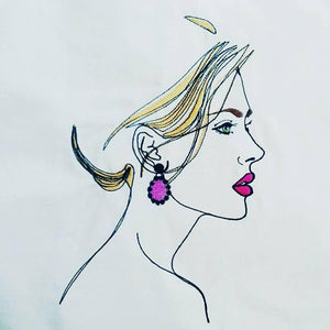 Elegant Woman with earring Machine embroidery design. Digital file. 5x7/6x10