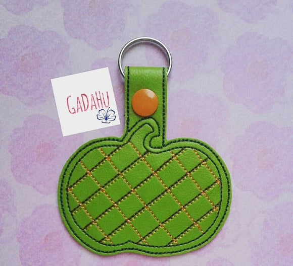 Pumpkin Key Fob Snap Tab Embroidery Design