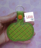 Pumpkin Key Fob Snap Tab Embroidery Design