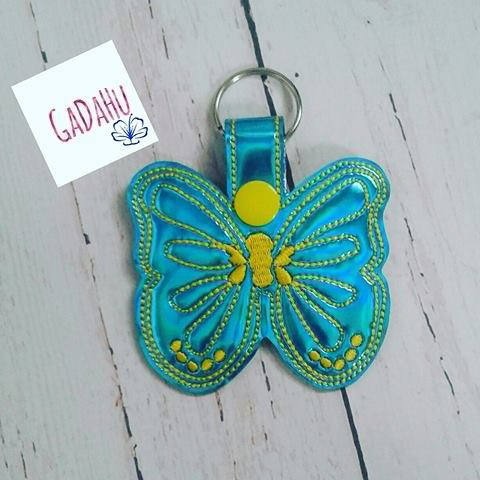 Butterfly Key Fob Snap Tab Embroidery Design