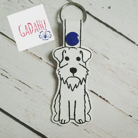 Schnauzer Dog Fob Snap Tab Embroidery Design