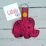 Elephant Key Fob Snap Tab Embroidery Design