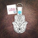 Hamsa Hand/Hand of Fatima Key Fob Snap Tab Embroidery Design