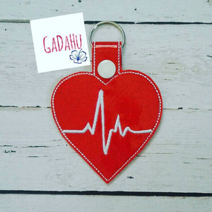 Nurse Key Fob Snap Tab Embroidery Design 4X4 size EKG Electrocardiogram