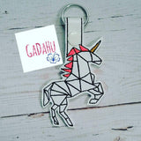 Unicorn Key Fob Snap Tab Embroidery Design