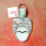 Frida Key Fob Snap Tab Embroidery Design