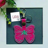 Butterfly Key Fob Snap Tab Embroidery Design