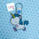 Unicorn with Heart Key Fob Snap Tab Embroidery Design