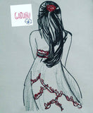 Girl with Dress Machine Embroidery Design Digital file. 3x7/5x10 Sizes