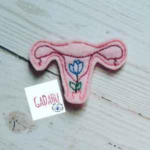 Uterus with Flower feltie. Embroidery Design 4x4 hoop Instant Download